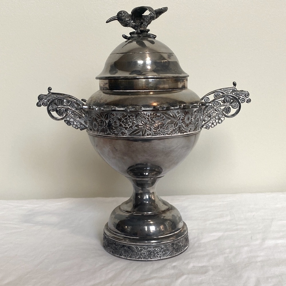 Antique Silverplate Spoon Holder 12 Matching Spoons Wm. Rogers (Early 1900s)